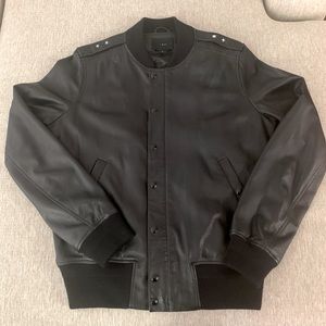 IRO Leather Bomber Jacket, men, black, size XL